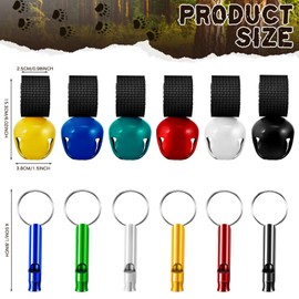 Poen 12 Pcs Bear Bell Set 6 Bear Bell with Magnetic Silencer 6 Loud Whistles for Dog Horse Survival Biking Camping Hiking Hunting Outdoors Sports