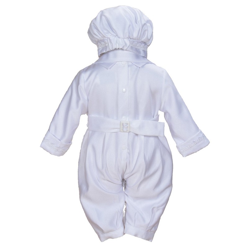 Cinda Baby Boy Satin Christening 3 Piece Set with Hat
