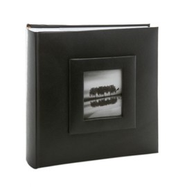 Kenro Savoy Series Black Faux Leather Photo Album for 100 Photos 7x5 inch / 13x18cm with Frame for Photograph on Cover and Memo Space Beside Each Photograph, Savoy Series - KD140