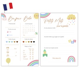 Milijou | 20 Baby Shower Decoration Prediction Cards | A5 | Neutral Mixed Girl or Boy | Gender Disclosure Prediction Game Baby Shower Gift for Pregnant Women Future