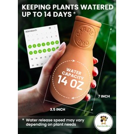 4 Pcs Ollas Terracotta Watering Pots Large - 14 Oz Terracotta Self Watering Globes For 1-week Easy To Refill - Clay Garden Olla Pots Plant Waterers While On Vacation Outdoor & Indoor [4pcs Large 14oz]