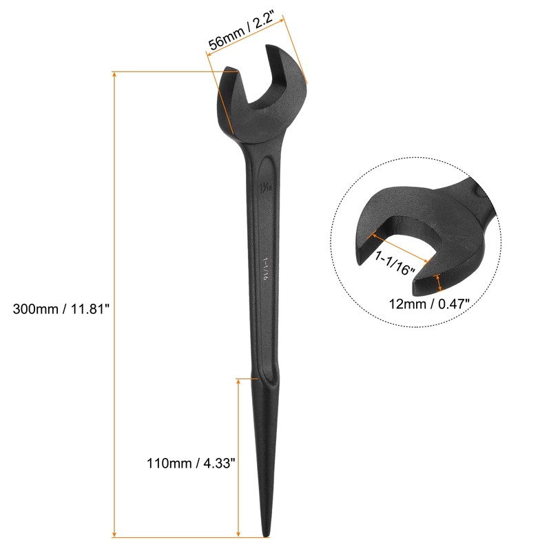 sourcing map Single Open End Spanner Wrench 1-1/16-inch 15 Degree