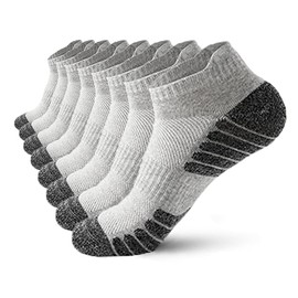 Calcetas Antiderrapantes para Hombre 8 Pares, Calcetines Deportivos Algodon Transpirables, Tines Cortos Casual Bajos, Calcetas Absorbe el sudor y antiolor para Futbol, Correr, Ciclismo, Gym(Gris)
