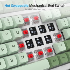 Ussixchare Wired Creamy Gaming Keyboard with Number Pad, 96% Hot-swappable Mechanical Keyboard, Full Layout Custom Keyboard Gasket Mounted with Red Switch Knob Control(Green