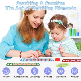 KAOTPO Diamond Painting Children's Craft Gifts, Gift Girls 6-8-10-11 Years Gift Ideas, Pack of 6 Diamond Painting Children's Bracelets, Diamond Painting Bracelets Make Your Own Set