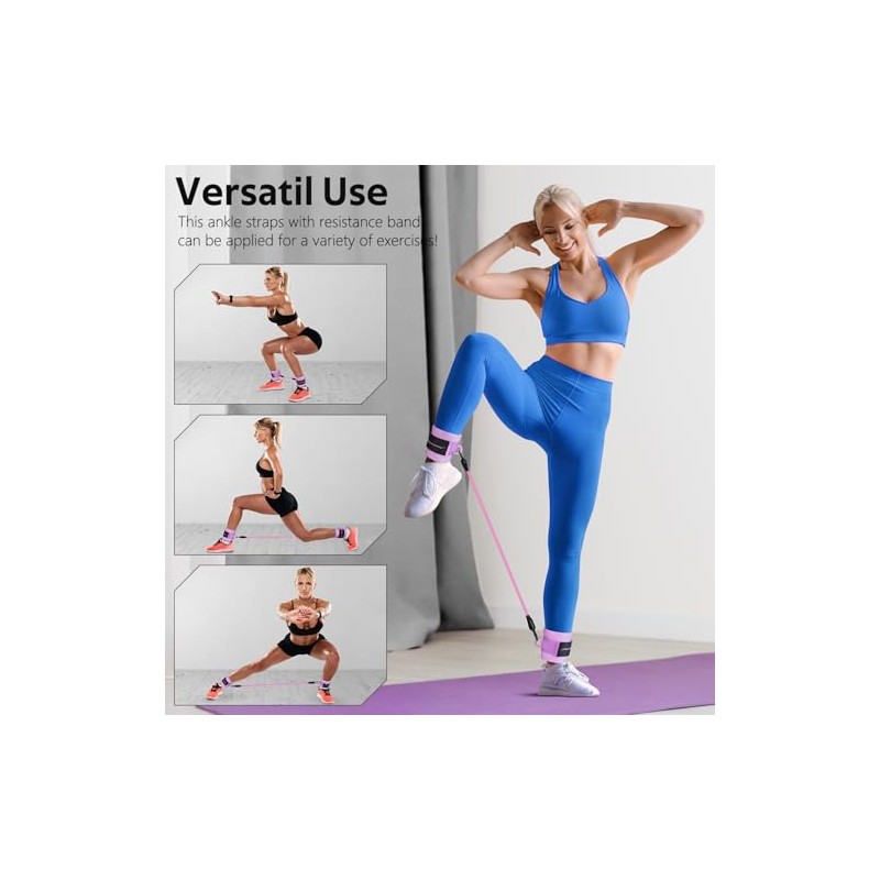 RENRANRING Ankle Resistance Bands with Cuffs, Exercise Bands for Legs