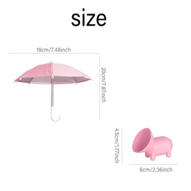 2 Pcs Cell Phone Umbrella Umbrella For Phone Outdoor Phone Umbrella Multifunctional Cute Phone Shade Umbrella With Adjustable Flexible Piggy Suction Cups Outdoor Cell Phone Sun Shade(Pink & Black)