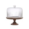 Creative Co-Op 12 Inches Round Acacia Wood Pedestal with Fluted