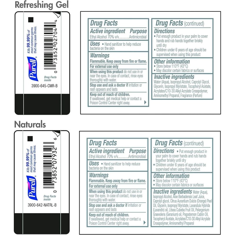 Purell Advanced Hand Sanitizer Variety Pack, Naturals and Refreshing Gel,