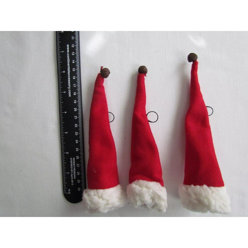 Santa HAT Christmas ornaments / package gift toppers 3pc set