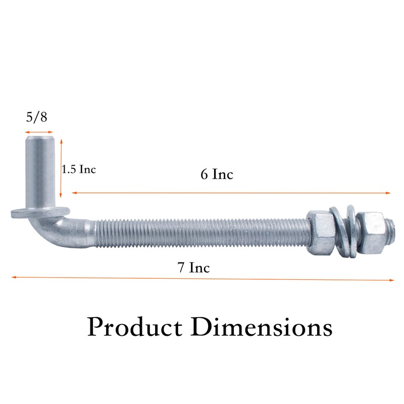 J-Bolt Gate Hinge, Hot-dip Galvanized J Bolt with 5/8" Gate