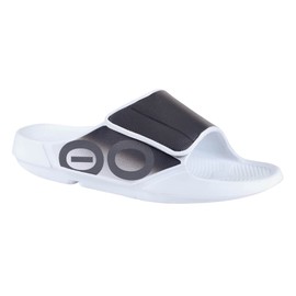 OOFOS OOahh Sport Flex White/Black Men's, Black/White, 15 Women/13 Men