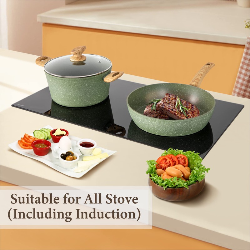 Kitchen Academy Non Toxic Pots and Pans Set Non Stick