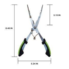 57lilina Stainless Steel Long Nose Fishing Split Ring Pliers Hook Remover Saltwater with Sheath Green