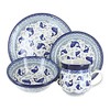 Blue Rose Polish Pottery - Blue Summer Fun 4 Piece Place Setting - Service for 1-1 Place Setting - Great for Everyday Dining, Casual Dining, or as Formal Dinnerware
