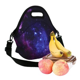 Violet Mist Womens Insulated Neoprene Lunch Bag Cute Galaxy Star Sky Lunch Bag Tote with Detachable Adjustable Shoulder Thermal Cartoon Lunch Box Picnic Food Handbags Containers for Adults Men Women