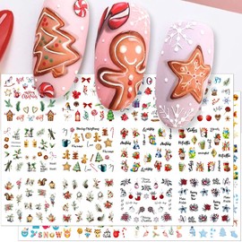 24 Styles Nail Stickers Christmas Water Transfer Nail Stickers Christmas Nail Art Stickers 3D Nail Art Water Decals Transfer Nail Sticker Christmas Tree Snowman Winter Nail Design Stickers