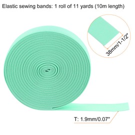 HARFINGTON 11 Yards Sewing Elastic Bands 1-1/2 Inch 38mm Width Flat Knit Stretch Elastic Cord for DIY Projects Arts and Crafts, Light Green