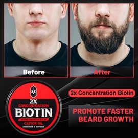 First Melody Beard Balm, 2X Thickening Biotin, with Castor Oil and Argan & Jojoba Oils, Promotes Beard Growth, Styles, Strengthens & Softens Beards & Mustaches, 2 Ounce, Unscented