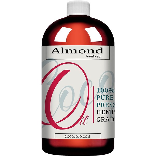 cocojojo Pure Bitter Almond 16 oz 1 pint Oil Unrefined Cold Pressed Extra Virgin All Natural Perfect for Hair Face Skin Nails