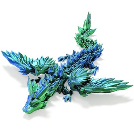 TEAONE 3D Printed Dragon, Flying Dragon with Wings for Party Gifts, Home, Office Decor (21cm/8.26in, Laser Green)