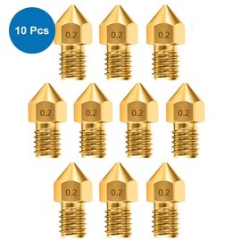 MMOBIEL MMOBIEL 10 Pcs 0.2mm Brass MK8 3D Printer Nozzles Extruder Compatible With Creality Ender 3 Series, Ender 5 Series, CR-10/10S, Makerbot,Incl. 3 Cleaning Needles and Wrench