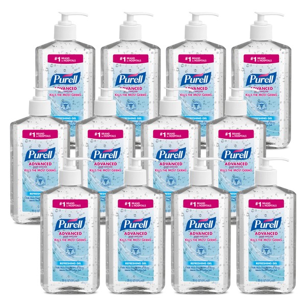 Purell Advanced Hand Sanitizer Refreshing Gel, Clean Scent, 20 fl oz Pump Bottle (Pack of 12)- 3023-12