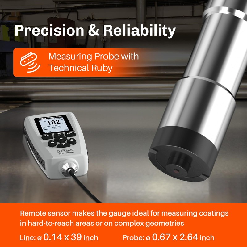 YOWEXA EC-770SE Professional Coating Thickness Gauge with External Probe, Digital