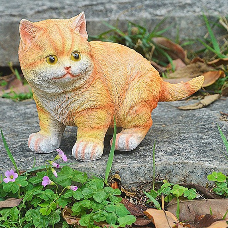 Outdoor Garden Decor Cat Statues Kitten Ornaments Gardening Decorations Gardening