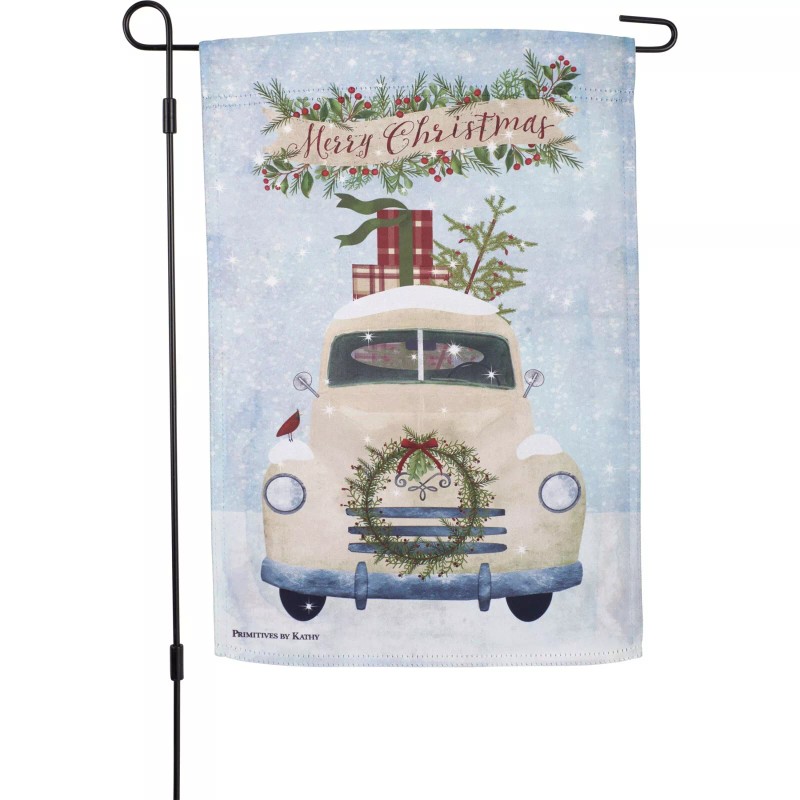Primitives by Kathy Holiday Garden Flag Truck Merry Christmas Cute