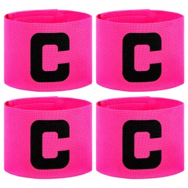 Xthrotsenk Pack of 4 Captain's Armband Captain Play Football Armband Adjustable Captain Bind Basketball Player Elastic Captain Bracelets for Many Sports Training, Pink