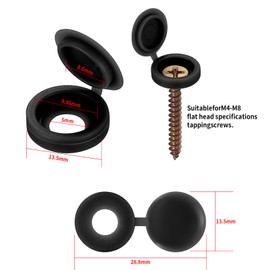Pack of 250 Screw Cover Caps, 5 mm Plastic Screw Caps, Decorative Screw Caps for Screws Furniture Decoration, Black