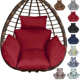 TeqHome Egg Chair Cushion Replacement, Hanging Basket Seat Cushion, Porch Swings Chair Cushion, Washable Hanging Basket Chair Cushion, Basket Chair Cushion for Patio Garden (Red)