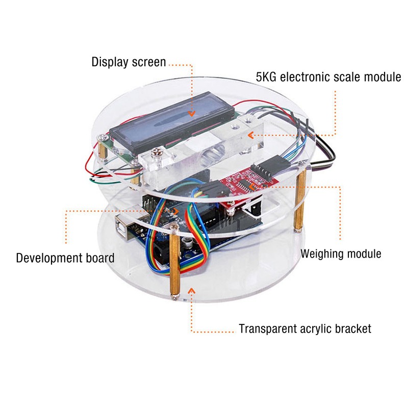 Electronic Scale Development Board Kit 1602 LCD Display 5KG Load