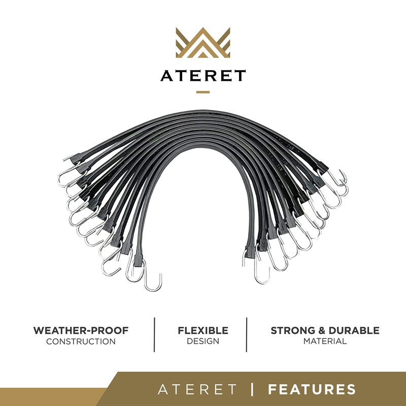 ATERET Rubber Bungee Cords with Hooks I 15 Inch, 23"
