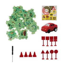 Toddler Puzzle Track Play Set DIY Assembling Educational Plastic Safe Puzzle Track Car Paly Set for Gift