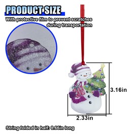 Christmas Car Dangle Ornament, Car Rear View Mirror Charm, 2D Flat Acrylic Hanging Pendant Accessories, Christmas Tree Decoration Present (Style 1)