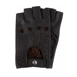 Swift Wear Men's Fingerless Half Finger Driving Fitness Motorcycle Cycling Unlined Leather Gloves-Premium Quality, Ideal For Driving, Motorbike (M, Dark Brown)