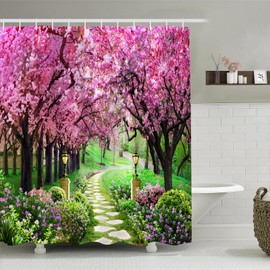 Simpomsy Scenery Shower Curtain, Outdoor Decorative Curtain, Nature Landscape 3D Scenery Bathroom Curtains, Waterproof Fabric Bathroom Decor Set with Hooks 150x180cm