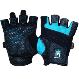 Meister Women's Fit Grip Weight Lifting Gloves w/Washable Amara Leather - Turquoise - Small