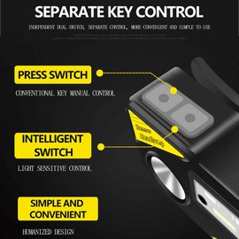 WESLITE LED Head Torch with Red White Light, 500 Lumens Running Head Torches LED Super Bright Cap Clip Light LED Headlamp Motion Sensor Outdoor Small Headlight for Camping Fishing Hiking