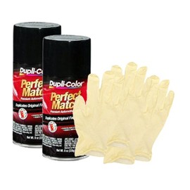 Dupli-Color Universal Gloss Black Exact-Match Automotive Paint (8 oz) Bundle with Latex Gloves (6 Items)