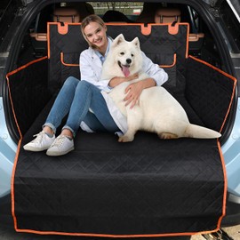 NESTROAD SUV Cargo Liner for Dogs, Waterproof Dog Cargo Cover for SUVs,Sedans,Vans,Nonslip Dog Seat Cover with Bumper Flap Protector,Universal Fit,Black,Standard