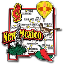 New Mexico Jumbo State Magnet by Classic Magnets, 3.5" x 3.6", Collectible Souvenirs Made in The USA