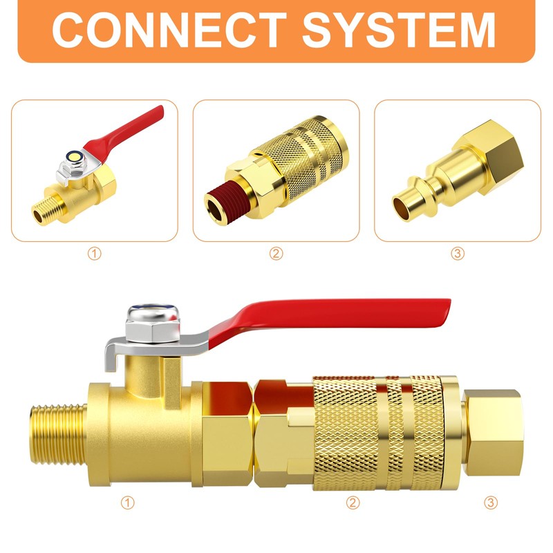 GASHER 5PCS 1/8 Inch Brass Mini Ball Valve Shut Off