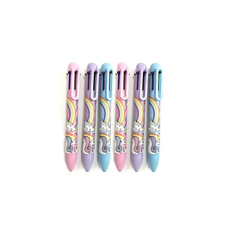 6 x Unicorn Pens. 6 Colours Per Pen (Biro) Ideal