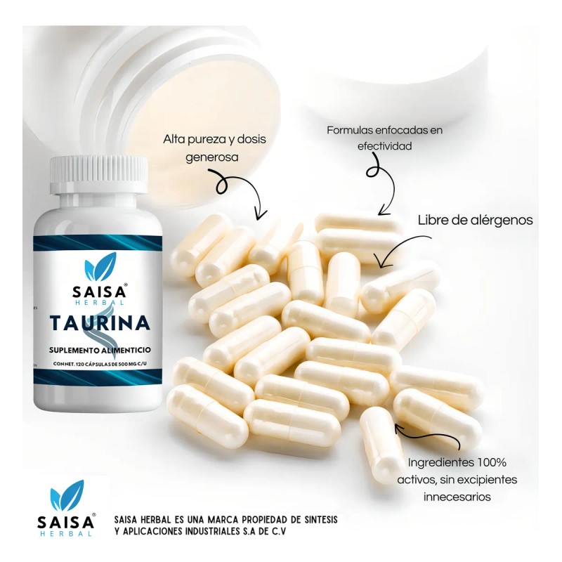 Taurina 400 Mg 120 Cpsulas Saisa Herbal Sabor Sin sabor