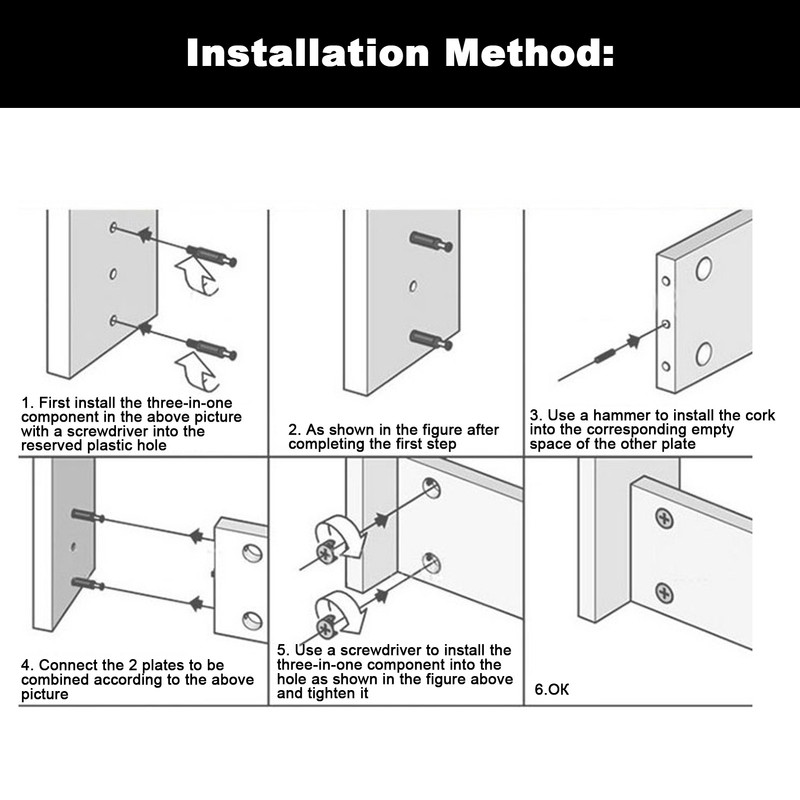 125Pcs Furniture Hardware Screw PreInserted Nut Eccentric Wheel 3in1 Connecting