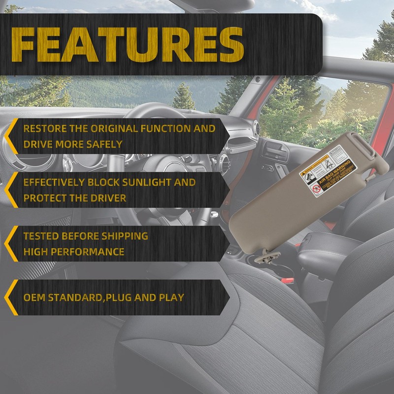 Dasbecan Gray Left Driver Side Sun Visor Compatible with Toyota