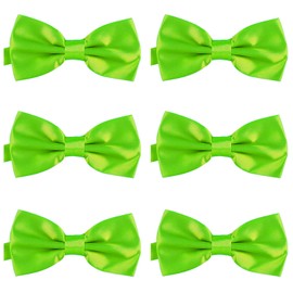 DonDon Set of 6 Men's Bow Ties 12 x 6 cm Tied and Adjustable Length, neon green